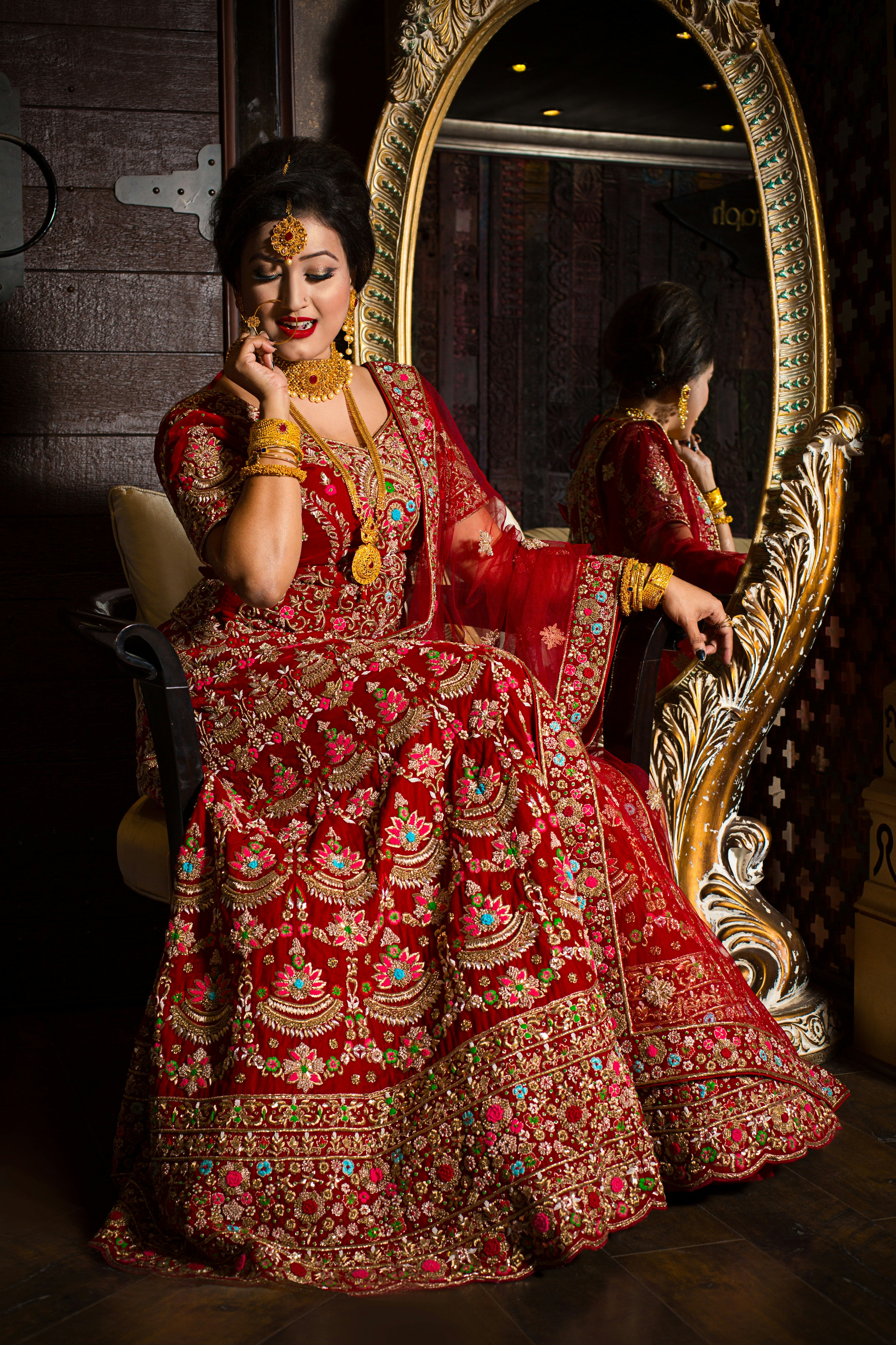 Maroon Velvet Maggam Work Lehenga