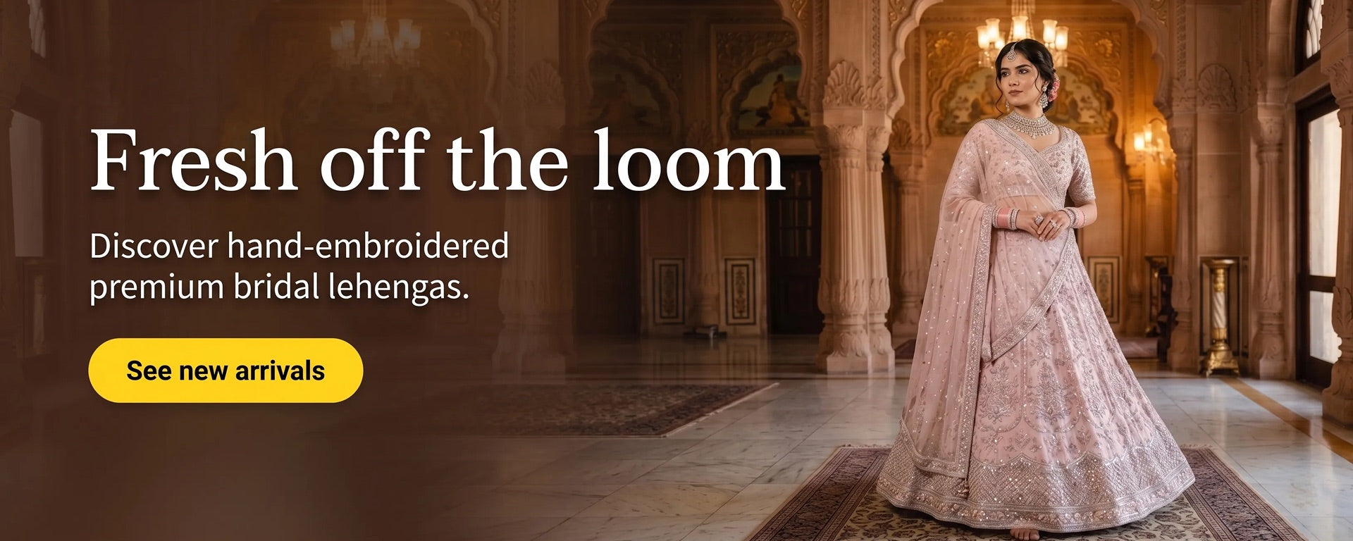 Fresh off the loom — hand-embroidered premium bridal lehengas